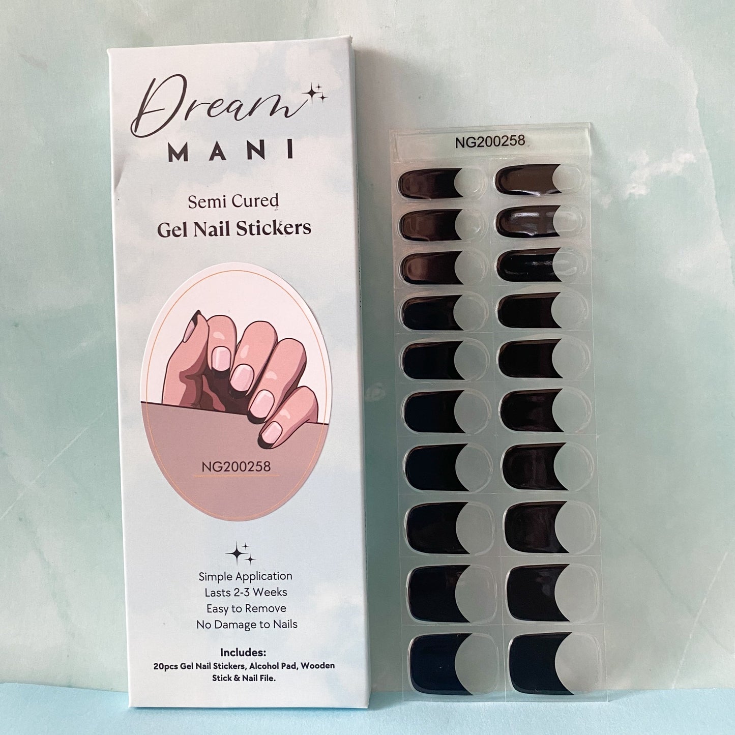 Black French Tip Baby Gel Nail Sticker Kit