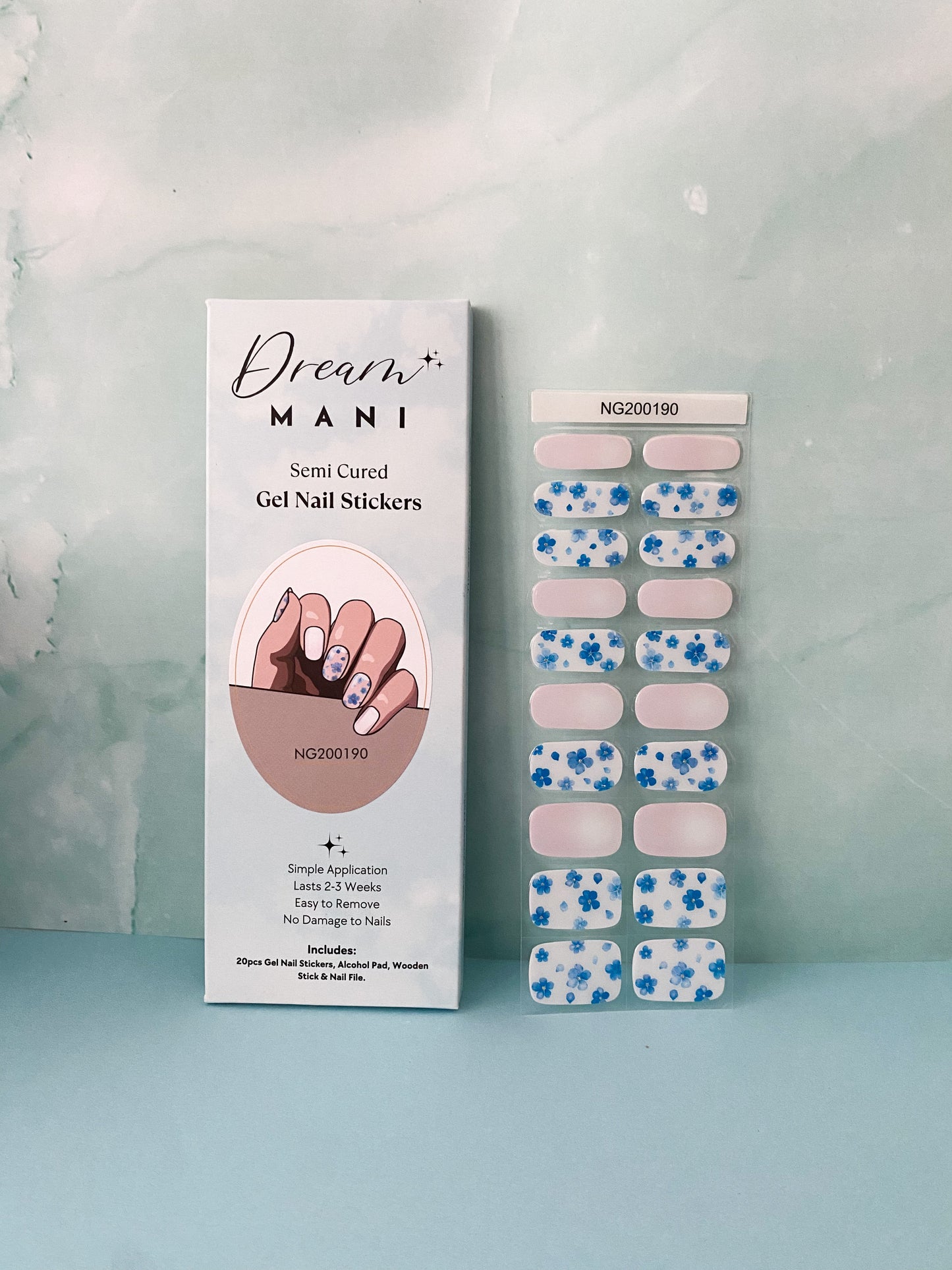 Blue Meadow Gel Nail Sticker Kit